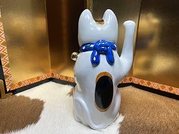 招き猫　新品　陶器　置物 青海波模様 招き猫 新品 陶器 置物 青海波模様